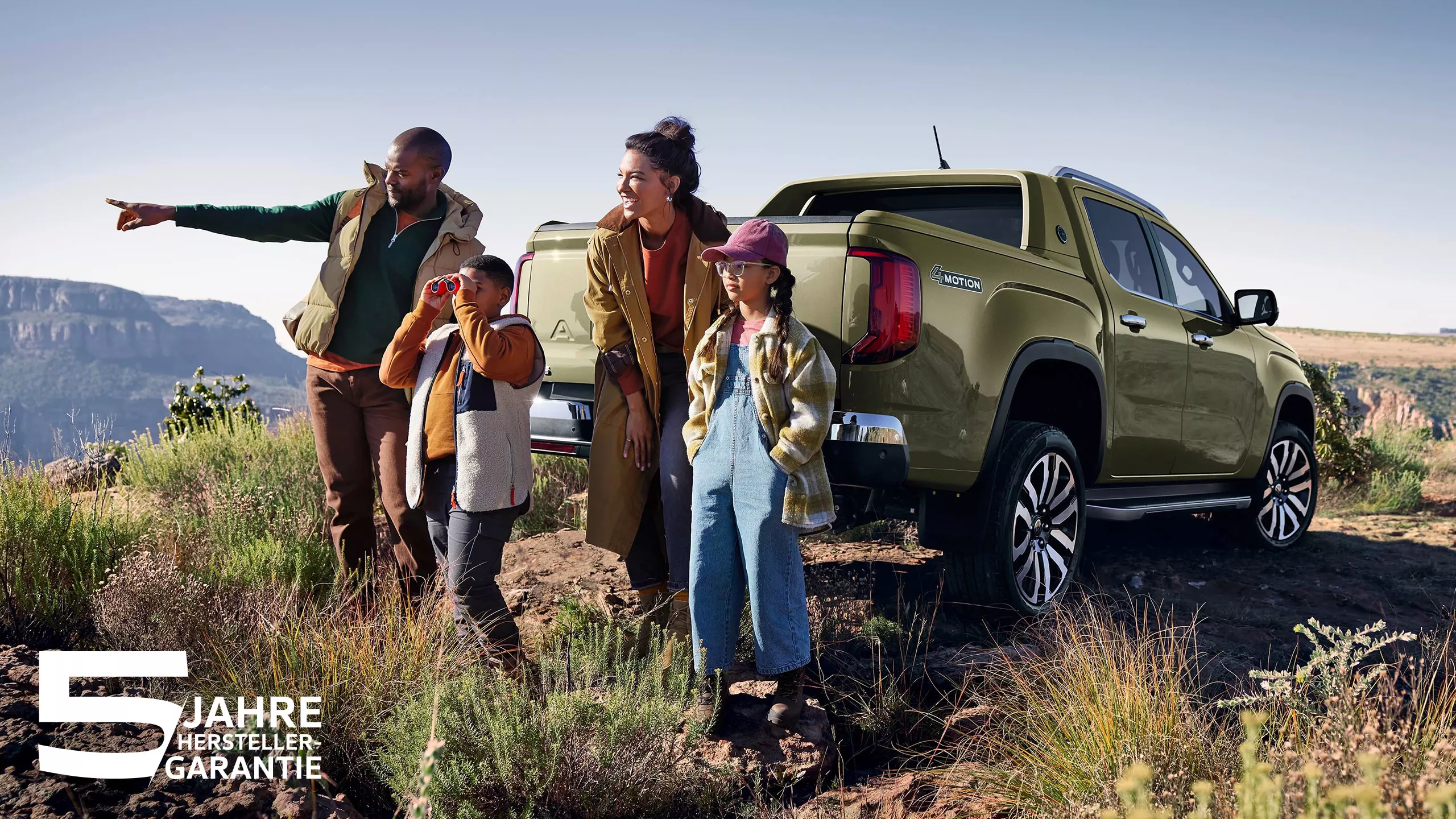 Volkswagen Amarok mit Hinweis auf fünf Jahre Herstellergarantie