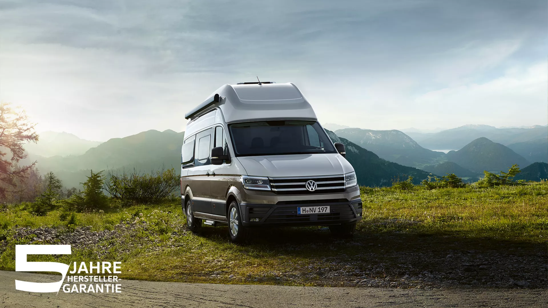 Volkswagen Grand California mit Hinweis auf fünf Jahre Herstellergarantie